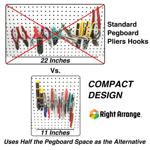 Right Arrange RightArrange Pegboard Pliers Holder - Holds 11 Pliers per Rack - Hooks to Any Peg Board - Pegboard Organization Accessory for Workbench, Garage, Tool Shed, Craft Room - Scissor Organizer Accessory - Image 2