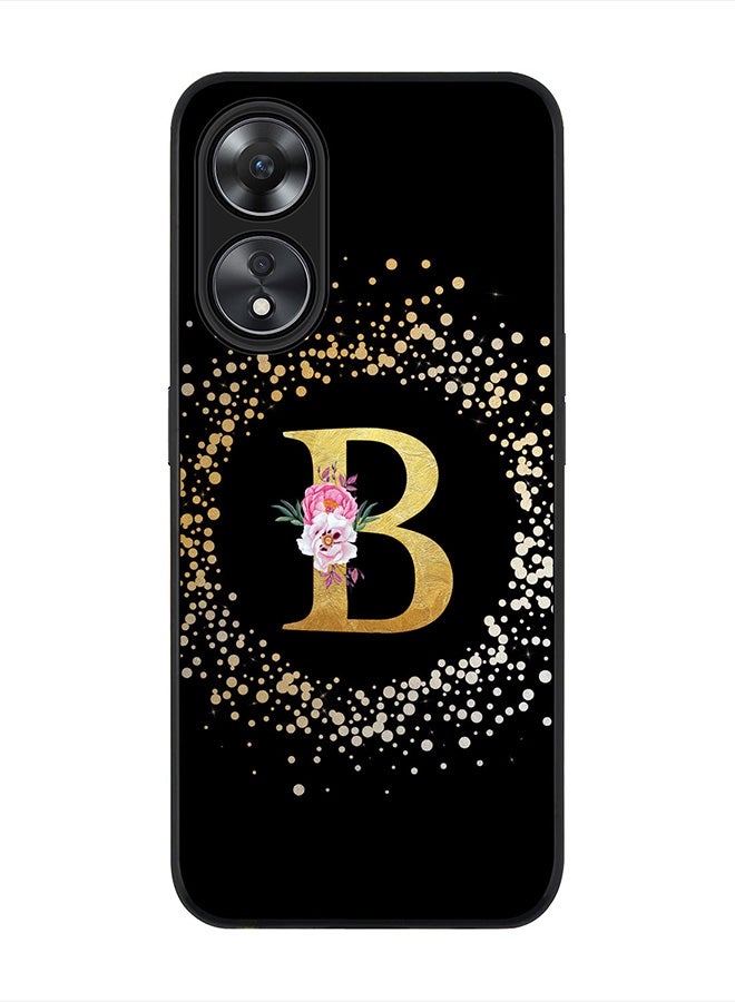 Stylizedd Cover for Oppo A78 5G /Oppo A58 5G Case , Rugged Black Slim fit Phone Cases - Custom Monogram Initial Letter Floral Pattern Alphabet -B (Black) - Image 1