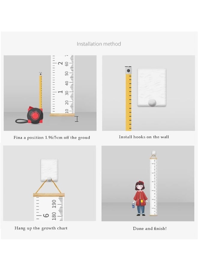 LoveNite LoveNite Baby Growth Chart, Height Wall Chart for Kids, Wooden Frame Canvas Measurement Hanging Ruler for Child’s Room Decoration 79 x 7.9in(Flower)  - Image 4