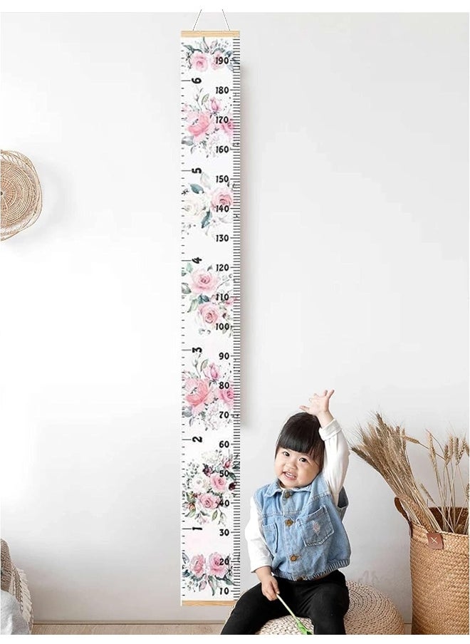 LoveNite LoveNite Baby Growth Chart, Height Wall Chart for Kids, Wooden Frame Canvas Measurement Hanging Ruler for Child’s Room Decoration 79 x 7.9in(Flower)  - Image 3
