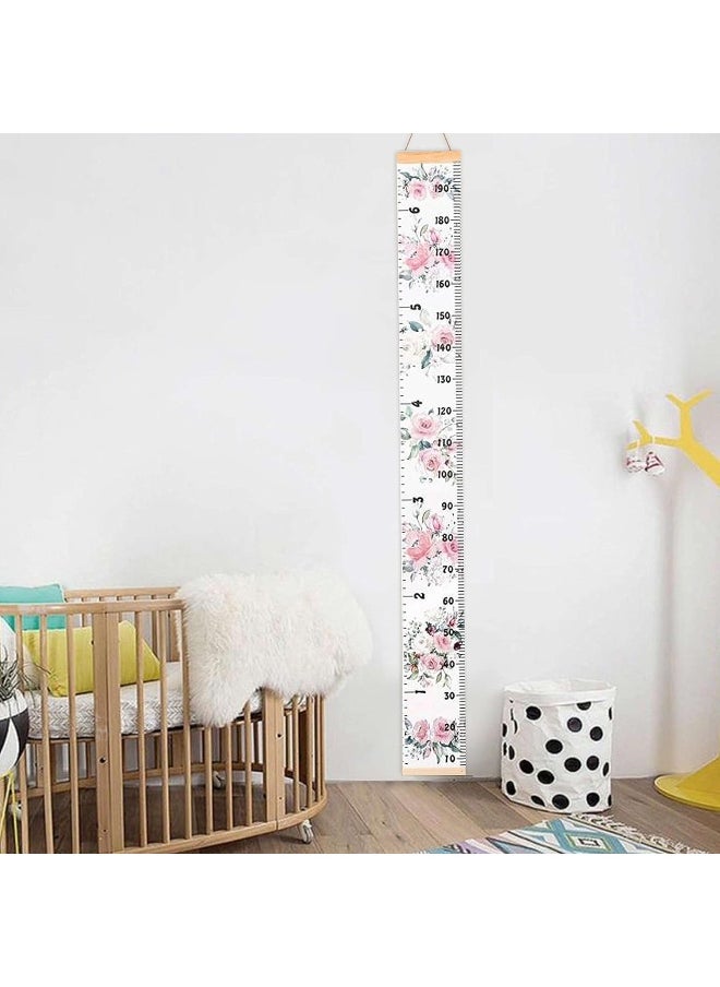 LoveNite LoveNite Baby Growth Chart, Height Wall Chart for Kids, Wooden Frame Canvas Measurement Hanging Ruler for Child’s Room Decoration 79 x 7.9in(Flower)  - Image 5