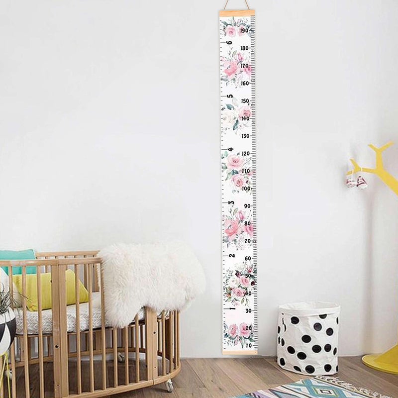LoveNite Baby Growth Chart, Height Wall Chart for Kids, Wooden Frame Canvas Measurement Hanging Ruler for Child’s Room Decoration 79 x 7.9in(Flower) - Image 5