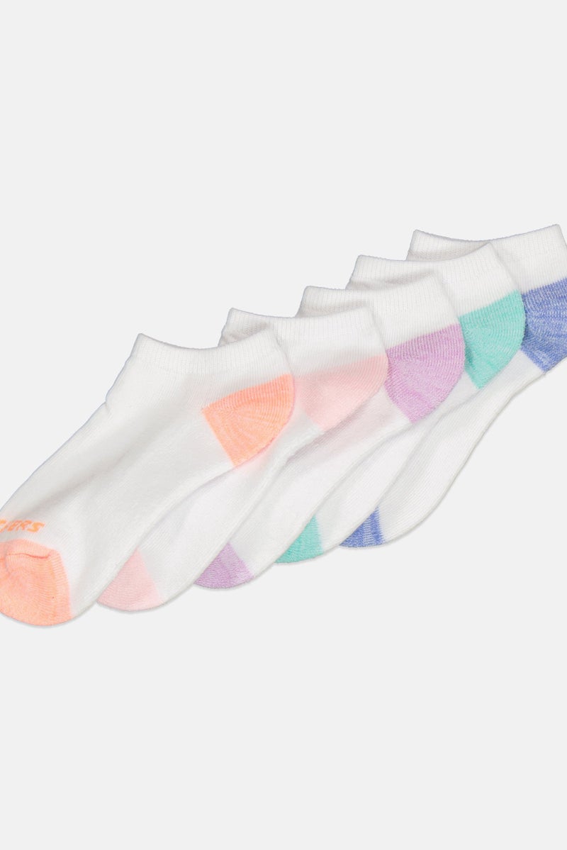 SKECHERS جوارب غير مرئية للأطفال البنات 10 أزواج بشعار العلامة التجارية، متعددة الألوان - Image 2