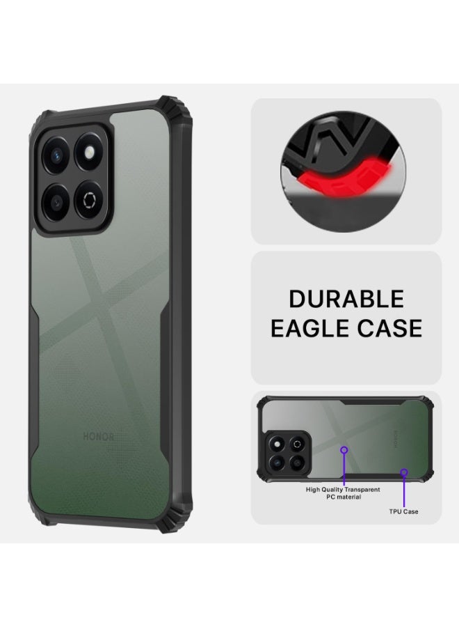 Muzz Crystal Clear Transparent Back Cover Ultra Hyrbid Full Camera Protection Raised Edge Bumper Case for Honor X7d (Black) - Image 2