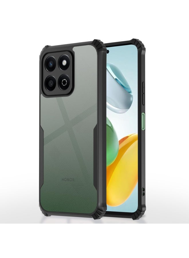 Muzz Crystal Clear Transparent Back Cover Ultra Hyrbid Full Camera Protection Raised Edge Bumper Case for Honor X7d (Black) - Image 1