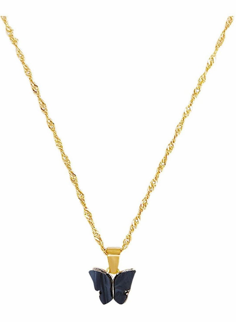 KASTWAVE Pendant Necklace,  Women's Pendant Necklace Butterfly Moon Sterling Silver Gold Acrylic, Color Clavicle Chain Necklace Card Necklaces Clavicle Necklaces for Women Girls - Image 2
