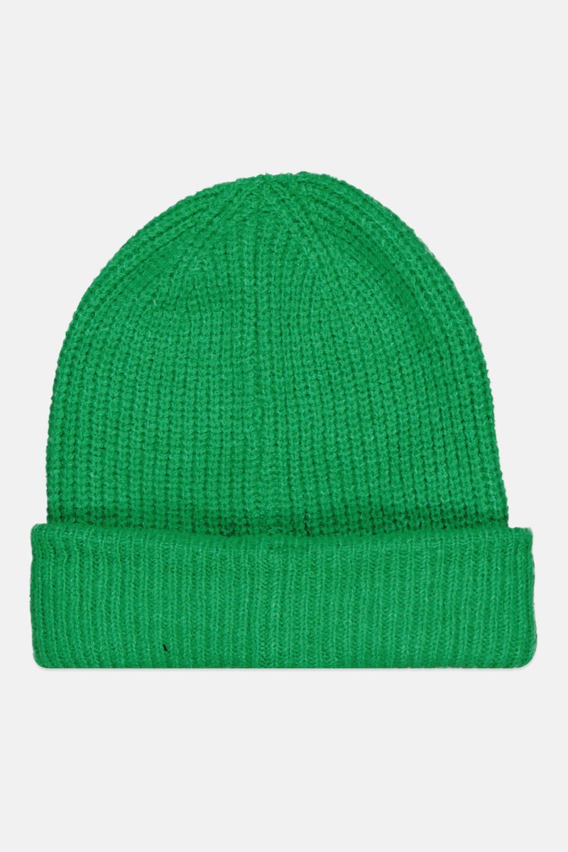 Bershka Women Textured Beanie Cap, Green - Image 2
