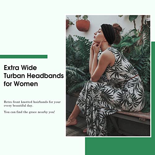 Tobeffect Wide Headbands for Women, 7'' Extra Large Black Turban Headband Twisted Knot Hairband Hair Accessories, 6 Pack - Image 3