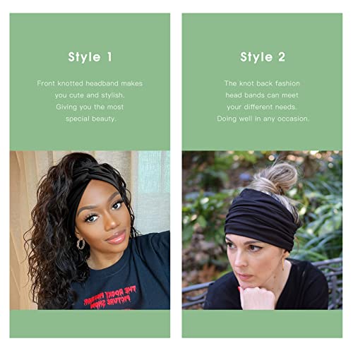 Tobeffect Wide Headbands for Women, 7'' Extra Large Black Turban Headband Twisted Knot Hairband Hair Accessories, 6 Pack - Image 5