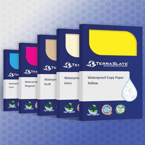 TerraSlate Waterproof Paper, Rip-Proof Colored Paper, Ivory, 50 Sheets, 8 Mil, (80lb Cover), 8.5” x 14”, Laser Printer and Copy Machine Compatible - Image 2