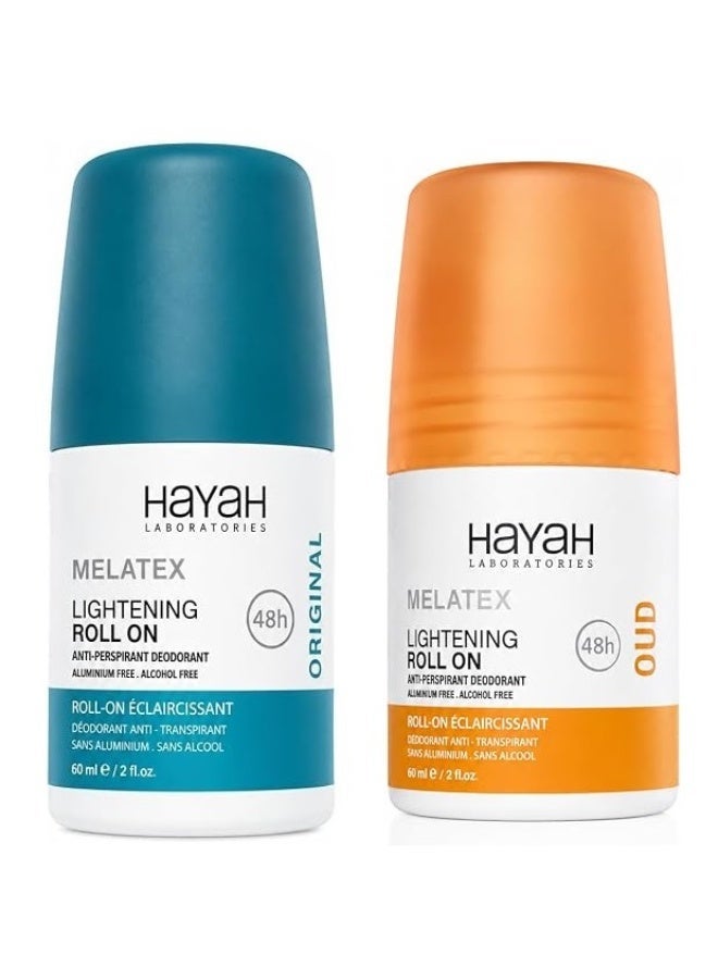 MELATEX Hayah Melatex Deodorant Roll On Oud 60 Ml + Original 60Ml ( Packaging may vary.) - Image 1