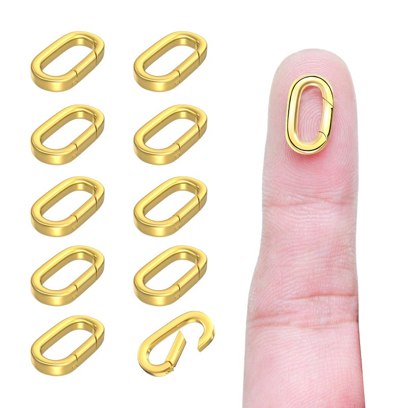 Ofiuny 10Pcs Oval Clasp Carabiner Necklace Clasps and Closures Spring Ring Clasp Pearl Necklace Enhancer Connector for Jewelry Finding Necklace Bracelet Making - Image 1