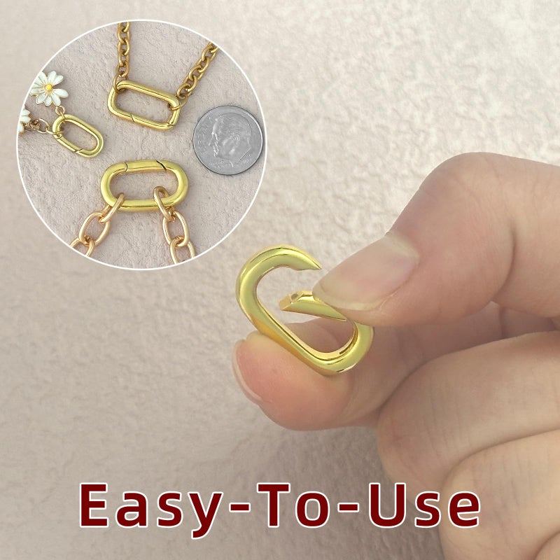 Ofiuny 10Pcs Oval Clasp Carabiner Necklace Clasps and Closures Spring Ring Clasp Pearl Necklace Enhancer Connector for Jewelry Finding Necklace Bracelet Making - Image 5