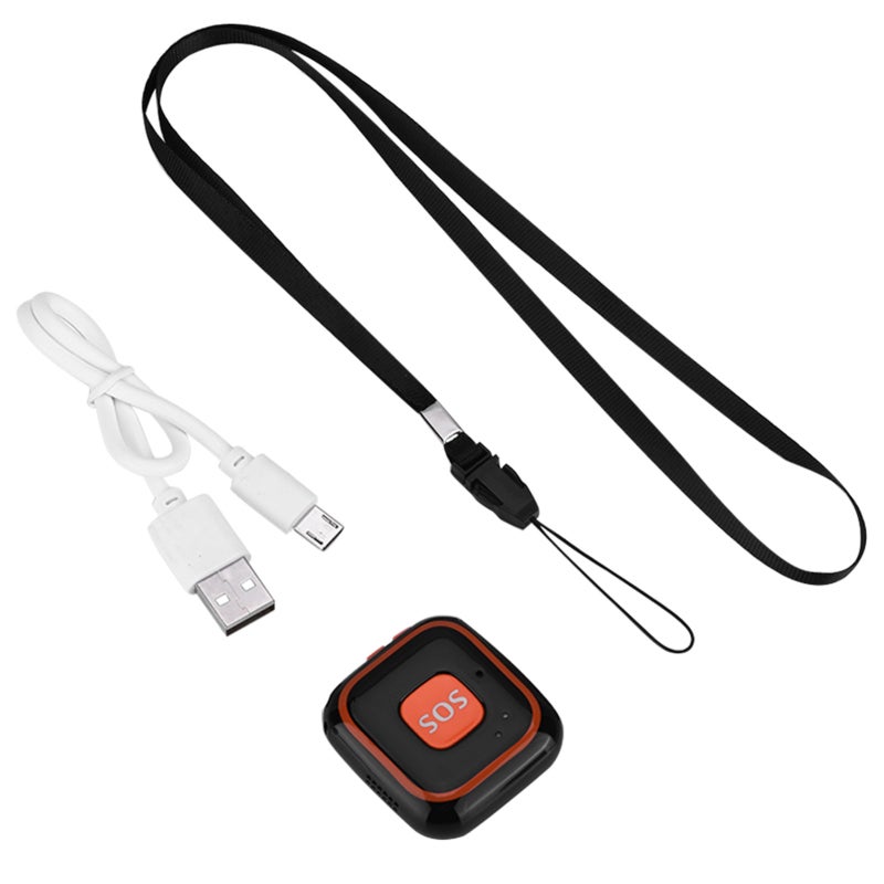 Mini GPS Tracker Black Pendant Style SOS Alarm Push-Button Calling - High-Fidelity Speakers Accurate Positioning for Kids Elderly Personal Safety - Image 1
