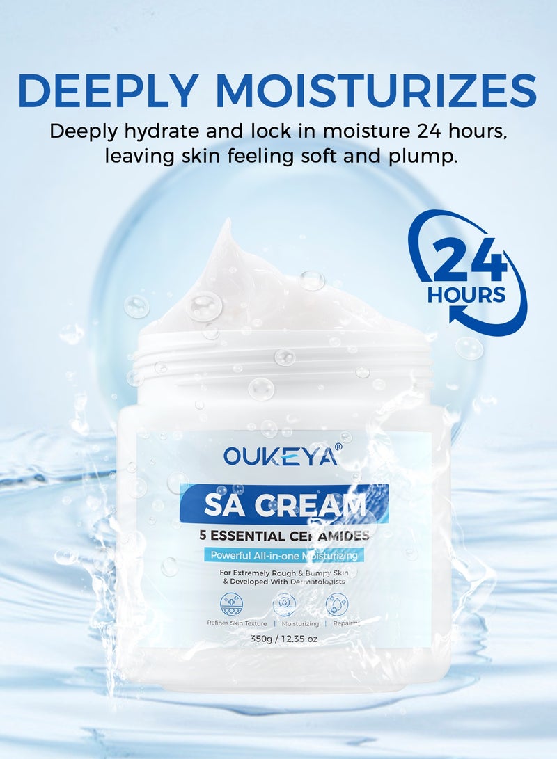 Salicylic Acid Moisturizing Cream for Dry Skin, Body Lotion & Face Moisturizer with 5 Kinds of Ceramides & Salicylic Acid, Deep Nourishing and 48-Hour Long-Lasting 350g