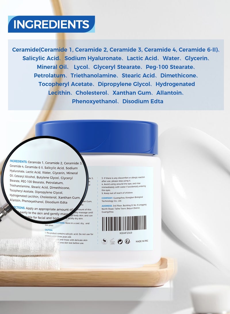 Salicylic Acid Moisturizing Cream for Dry Skin, Body Lotion & Face Moisturizer with 5 Kinds of Ceramides & Salicylic Acid, Deep Nourishing and 48-Hour Long-Lasting 350g