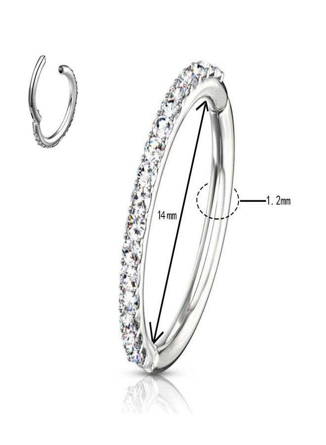 NewkeepsR خاتم كونش حلقي من الفولاذ من نيوكيبز آر، مقاس 16G × 14 مم، مزود بمشبك مفصلي، مرصع بأحجار زركونيا مكعبة شفافة لامعة. - Image 2