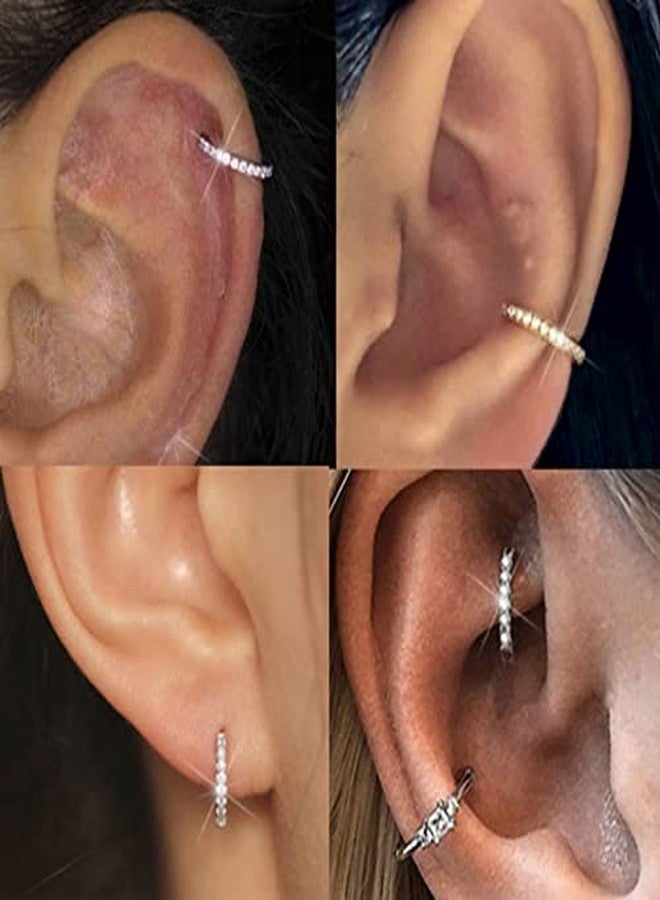 NewkeepsR خاتم كونش حلقي من الفولاذ من نيوكيبز آر، مقاس 16G × 14 مم، مزود بمشبك مفصلي، مرصع بأحجار زركونيا مكعبة شفافة لامعة. - Image 3