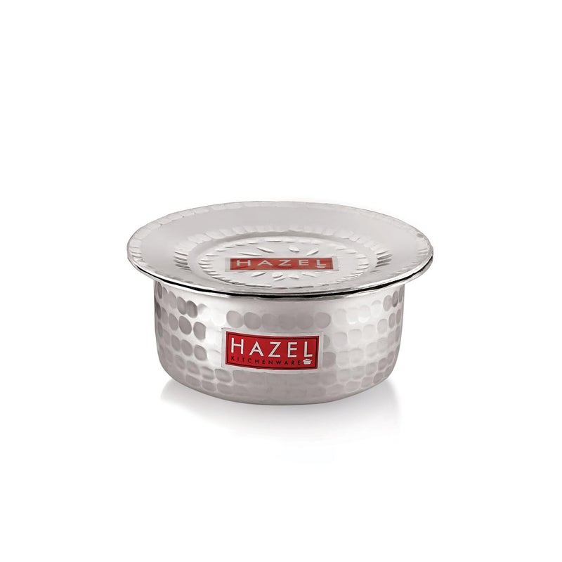 Hazel HAZEL Aluminium Hammered Milk Pot With Lid | Stock Pot | Boiling Bhagona Tope Set for Kitchen, 19 cm, 1300 ML, Silver  - Image 1