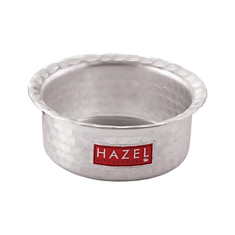 Hazel HAZEL Aluminium Hammered Milk Pot With Lid | Stock Pot | Boiling Bhagona Tope Set for Kitchen, 19 cm, 1300 ML, Silver  - Image 5