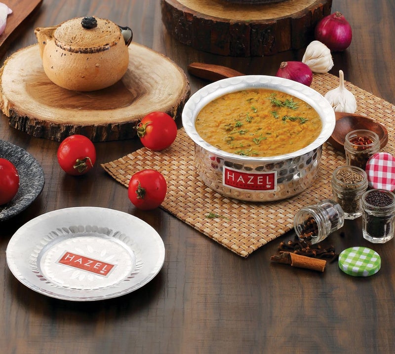 Hazel HAZEL Aluminium Hammered Milk Pot With Lid | Stock Pot | Boiling Bhagona Tope Set for Kitchen, 19 cm, 1300 ML, Silver  - Image 2