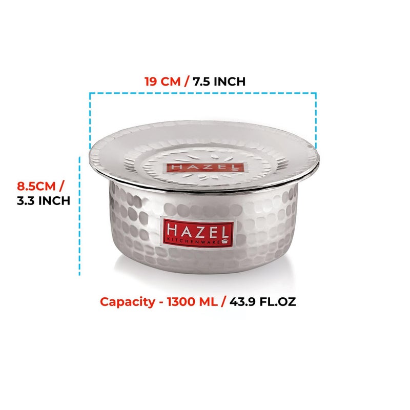 Hazel HAZEL Aluminium Hammered Milk Pot With Lid | Stock Pot | Boiling Bhagona Tope Set for Kitchen, 19 cm, 1300 ML, Silver  - Image 4