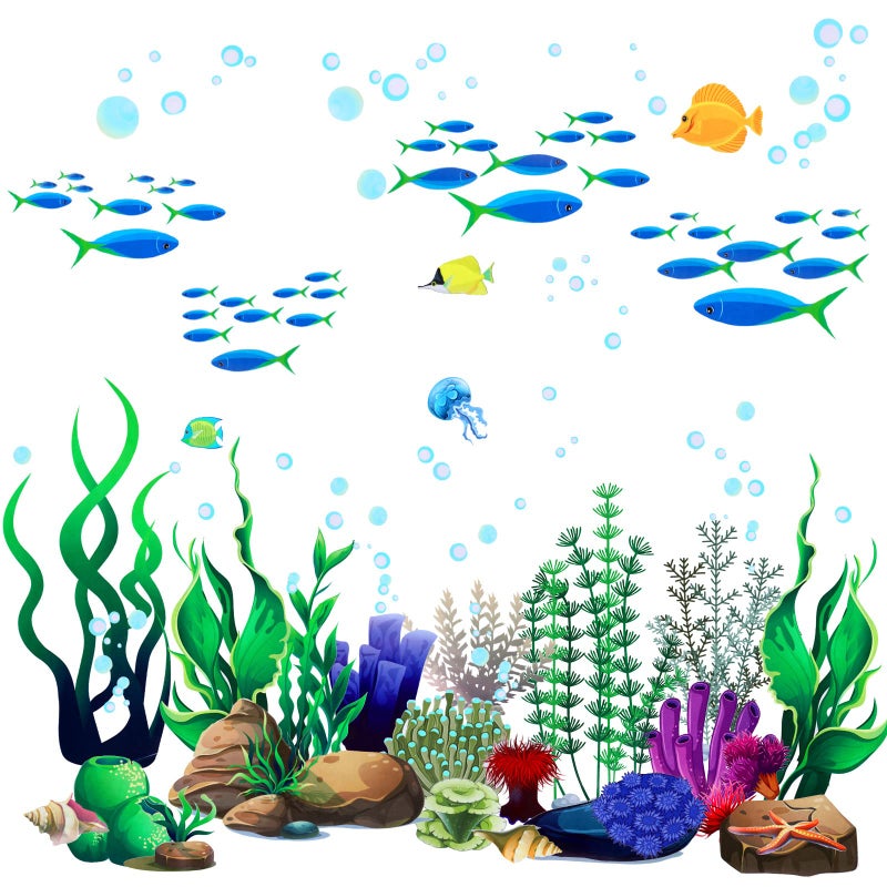 Zonon Under The Sea Wall Decals Coral Reef and Seaweed Ocean Wall Decals Stickers Undersea Decor Stickers Underwater Sea Stickers for Nursery Living Room OfficeClassic Style