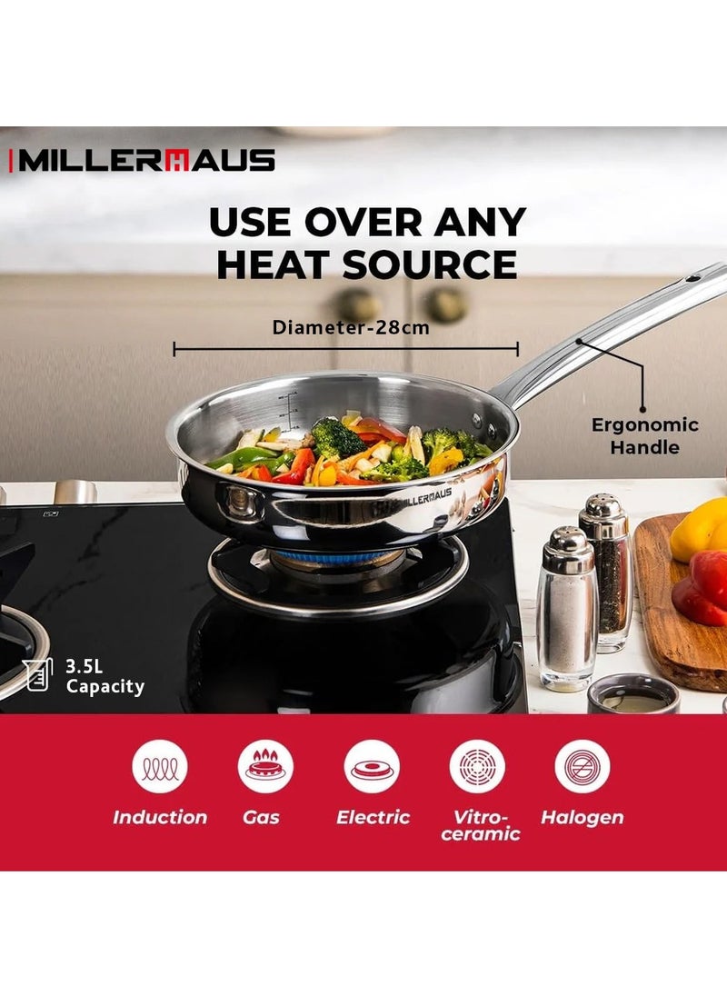 MILLERHAUS Millerhaus Tri-Ply Sautepan 28cm Stainless Steel  - Image 3