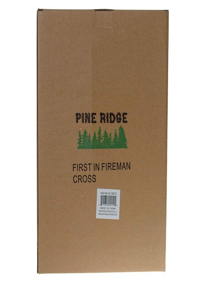 Pine Ridge US Fire Department Wall Hanging Cross – Christian Wooden Cross with Ax & American Flag Design – ‘First In, Last Out’ Inscribed – Perfect Firefighter Gift for Home or Office Decor - Image 5