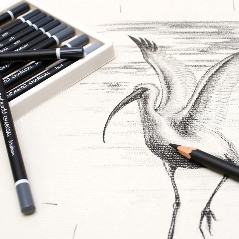 Mont Marte Charcoal Pencil Set - 12 Pieces (6 Soft, 4 Medium, 2 Hard) - Image 3