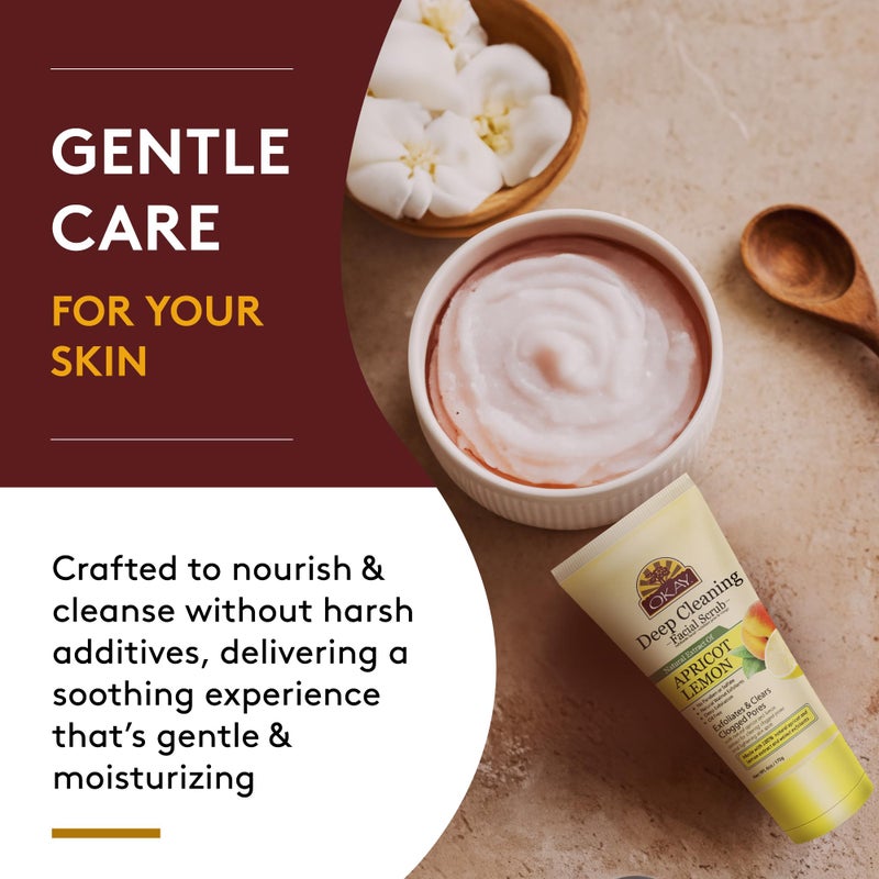 OKAY Oil Control Facial Scrub Exfoliator - Exfoliating Face Wash, Face Scrub for Women and Men, Moisturizing and Brightening, Leaves Skin Smooth and Clean, Paraben Free - Apricot Lemon, 6 oz (1 Pack) - Image 5