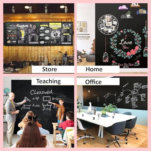 ShelfKing 6.5x1.5 Feet Black Board Wall Sticker Removable Decal Blackboard Chalkboard with 5 Chalks for Home School Office College Room Kitchen Kids - Image 3