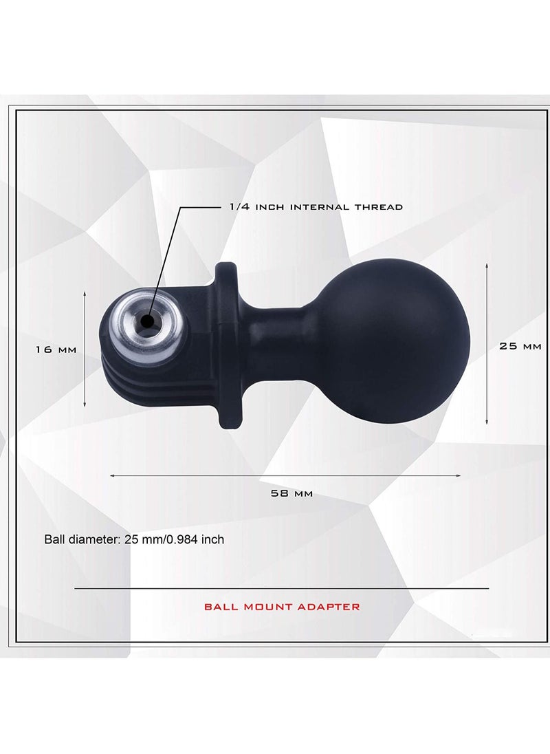 Y&D - Ball Mount Adapter for Gopro Hero Series/Yi/Coyote/AKASO/SJCAM Sports Camera, Compatible with RAM Mounts, Rotating Head Metal Screws - Image 1