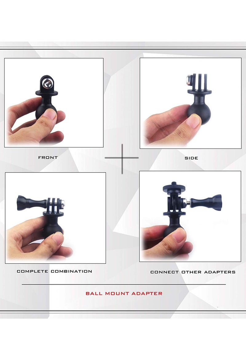 Y&D - Ball Mount Adapter for Gopro Hero Series/Yi/Coyote/AKASO/SJCAM Sports Camera, Compatible with RAM Mounts, Rotating Head Metal Screws - Image 1