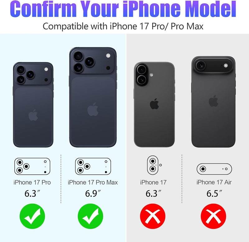 AGVEE 3+3 6 Pack for iPhone 17 Pro 6.3" / 17 Pro Max 6.9" Camera Lens Protector, Bling Diamond & Bling Glitter Metal Ring 9H Tempered HD Glass Camera Cover Film, Bling-Black - Image 2