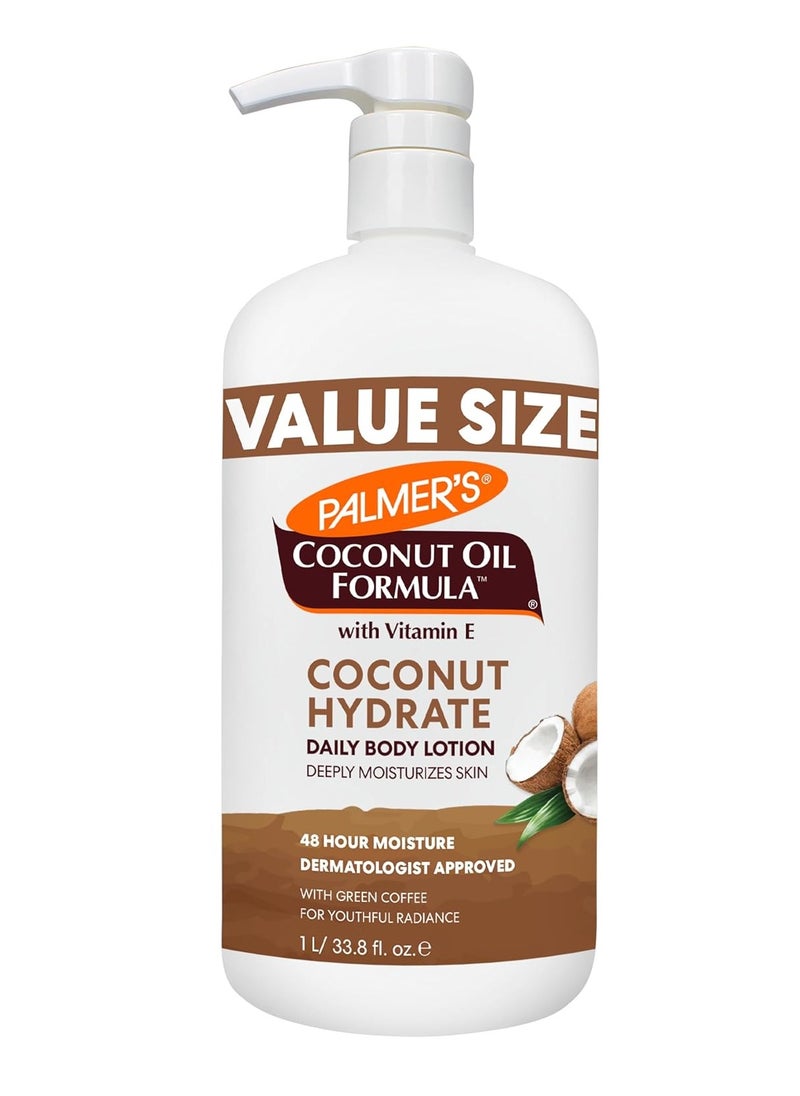 PALMER'S - Palmer's Coconut Oil Formula Body Lotion for Dry Skin, Hand & Body Moisturizer with Green Coffee Extract & Vitamin E, Value Size Pump Bottle, 33.8 Fl Oz (Pack of 1) - Image 1