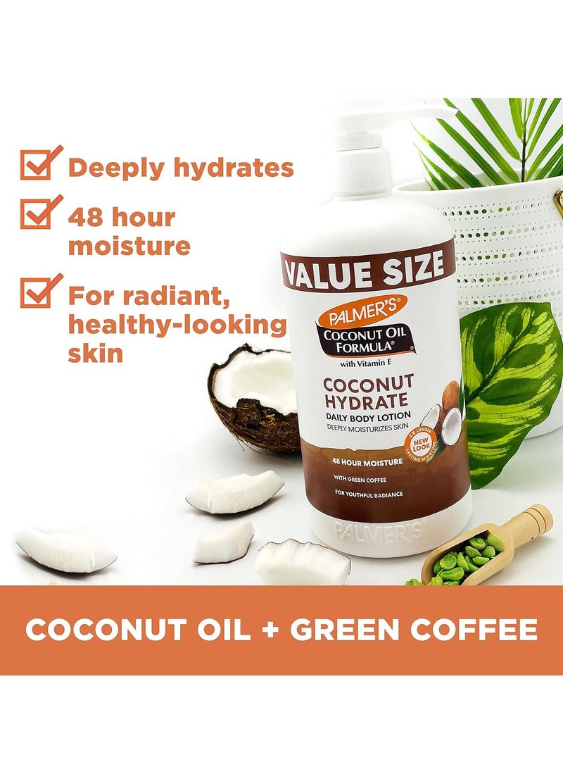 PALMER'S - Palmer's Coconut Oil Formula Body Lotion for Dry Skin, Hand & Body Moisturizer with Green Coffee Extract & Vitamin E, Value Size Pump Bottle, 33.8 Fl Oz (Pack of 1) - Image 1
