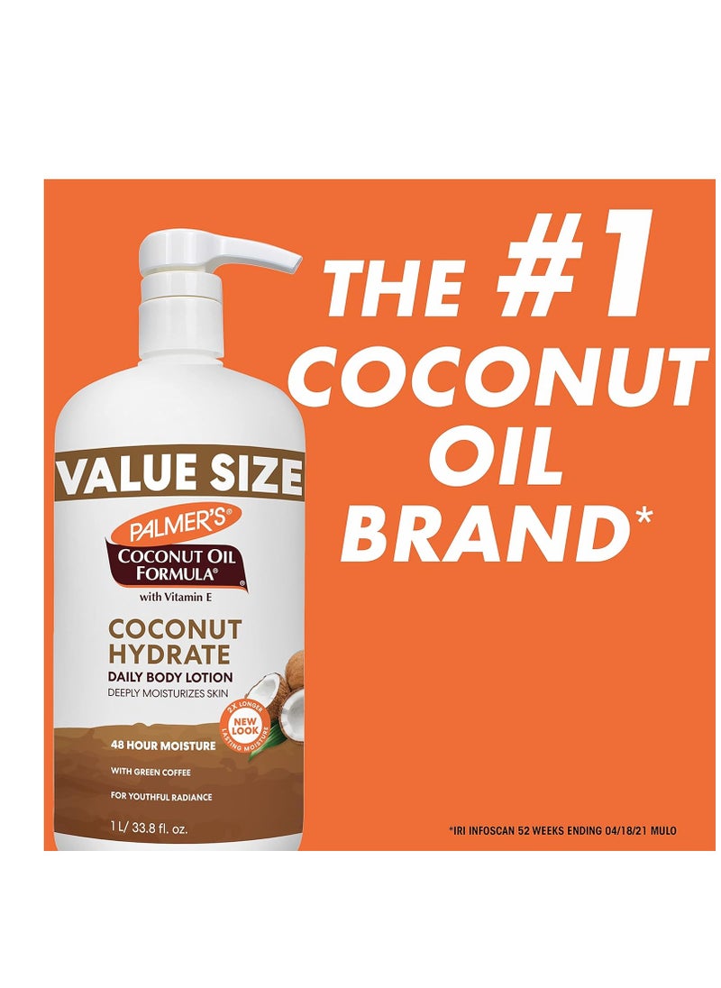 PALMER'S - Palmer's Coconut Oil Formula Body Lotion for Dry Skin, Hand & Body Moisturizer with Green Coffee Extract & Vitamin E, Value Size Pump Bottle, 33.8 Fl Oz (Pack of 1) - Image 1