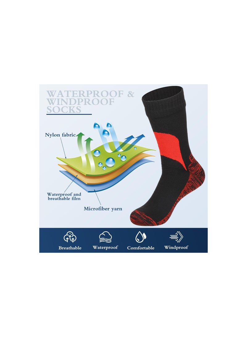 SOLARAE Waterproof Socks Unisex, Waterproof Breathable Socks, Outdoor Hiking Wading Fishing Socks for Men Women, Weatherproof, for Camping, Hiking, Running, Skiing and Other Outdoor Activities(2 Pairs)(M) - Image 2