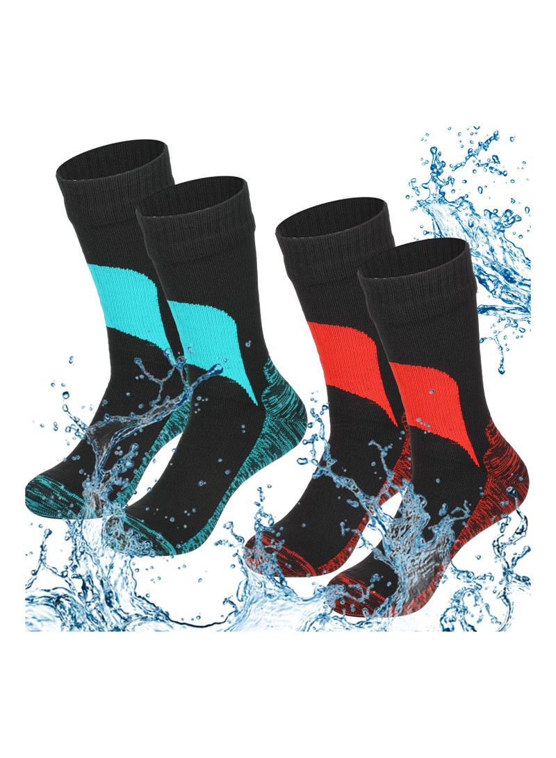 SOLARAE Waterproof Socks Unisex, Waterproof Breathable Socks, Outdoor Hiking Wading Fishing Socks for Men Women, Weatherproof, for Camping, Hiking, Running, Skiing and Other Outdoor Activities(2 Pairs)(M) - Image 1