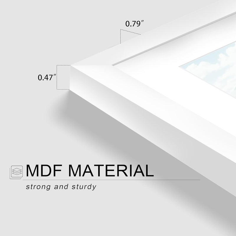 Picrit مجموعة إطار صورة Picrit A4 من 12 عرض 6 × 8 مع حصيرة أو 8.3x11.7 بدون إطارات صور للحصول على تصاعد الجدار أو أعلى الجدول عرض أبيض - Image 2