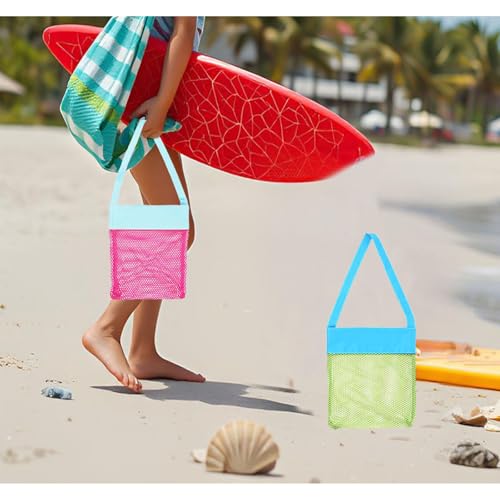 Auony 2 Pack Seashell Beach Bag, Mesh Beach Bag Kids Shell Bags for Holding Beach Shell,Toys, Swimming Accessories - Image 3