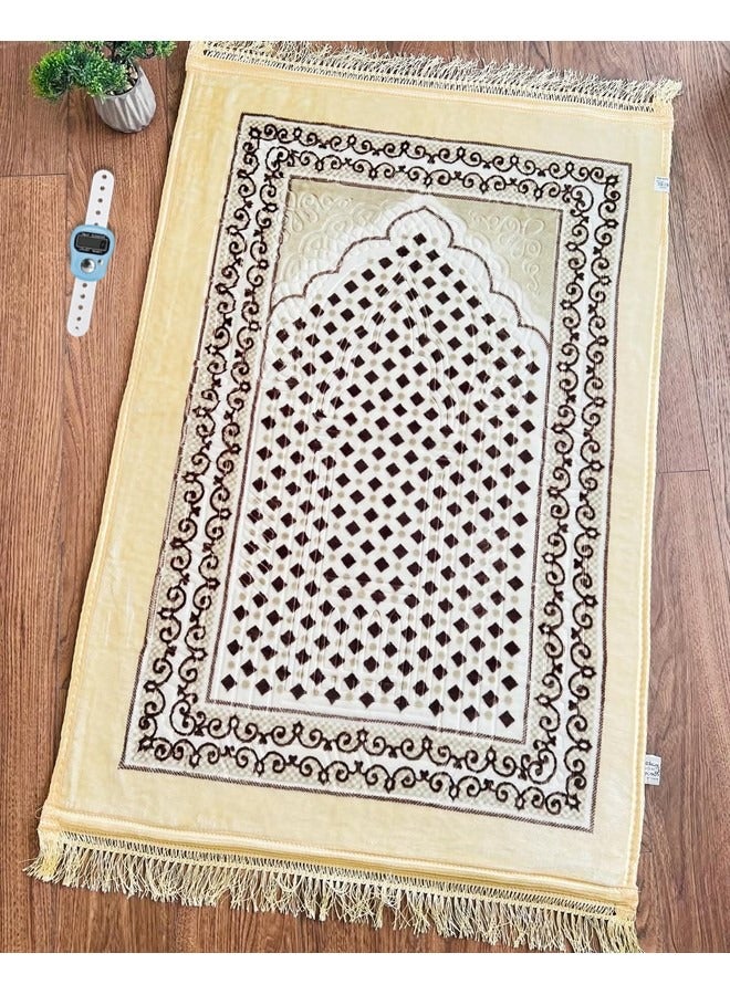 We Happy Muslim Praying Mat 70x110 cm Large Portable and Digital Tasbih Counter, Islamic Prayer Rug, Janamaz Sajjadah for Muslim Men and Women - Image 1