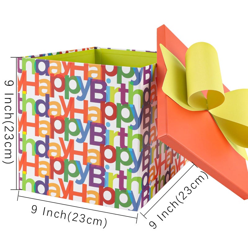 BIOBROWN Medium Birthday Gift Boxes with Lids for Presents, 9x9x9 Inches Text Design Collapsible Gift Box for Birthday, Baby Shower, Party - Image 5