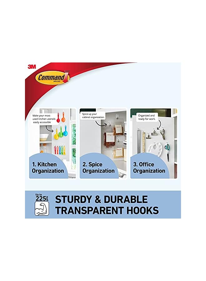 Command Wire Small Hooks Holds 225 Gr. Each Hook Clear Color Organize Decoration No Tools Holds Strongly Damage Free Hanging 3 Hooks Plus 4 Strips/Pack - Image 4