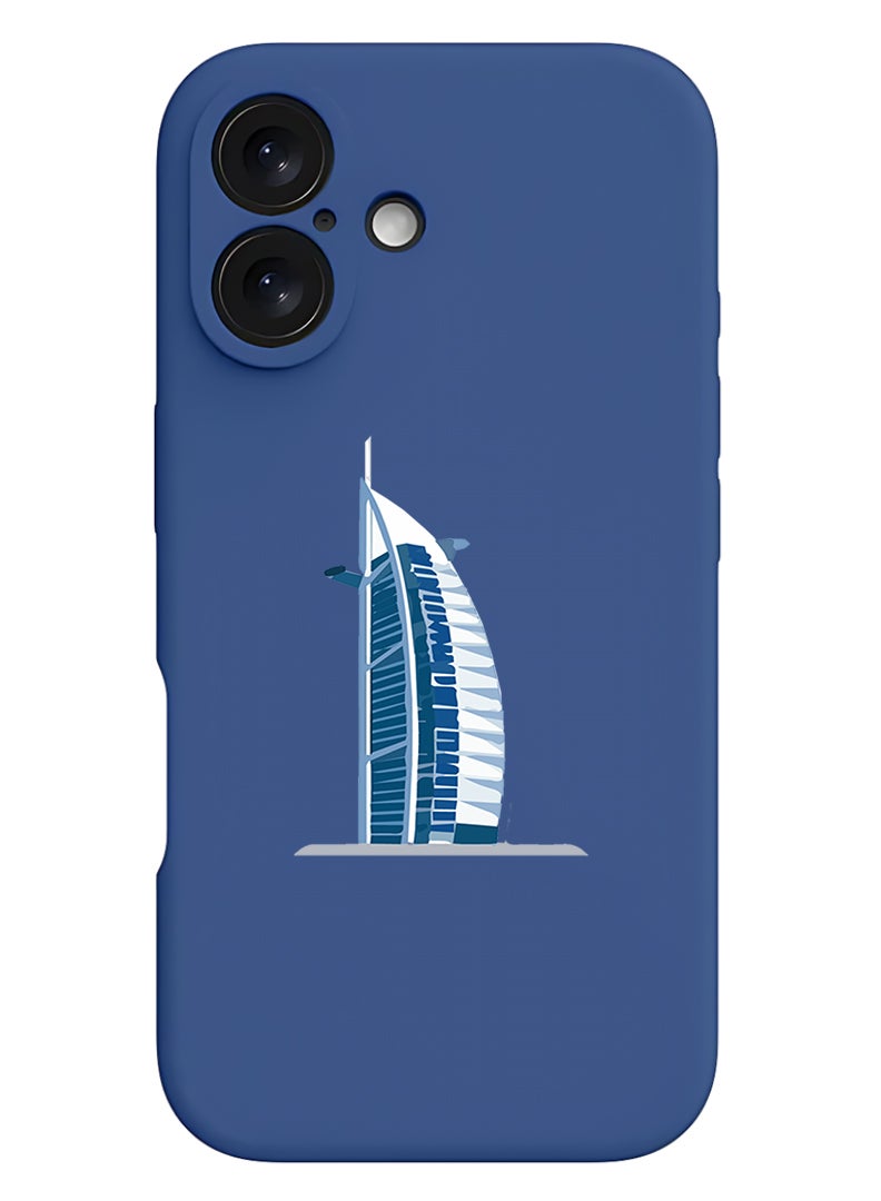 Theodor Protective Slim Fit Case Liquid Silicone Cover with Full Body Protection Anti-Scratch Shockproof Case For Apple iPhone 17 (Blue) Burj Al arab - Image 1
