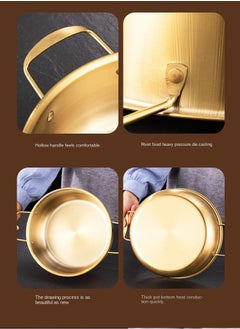 Y&D 18*6.5 Stainless Steel Thickened Golden Binaural Soup Pot With Lid  - Image 4