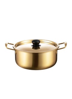 Y&D 18*6.5 Stainless Steel Thickened Golden Binaural Soup Pot With Lid  - Image 1