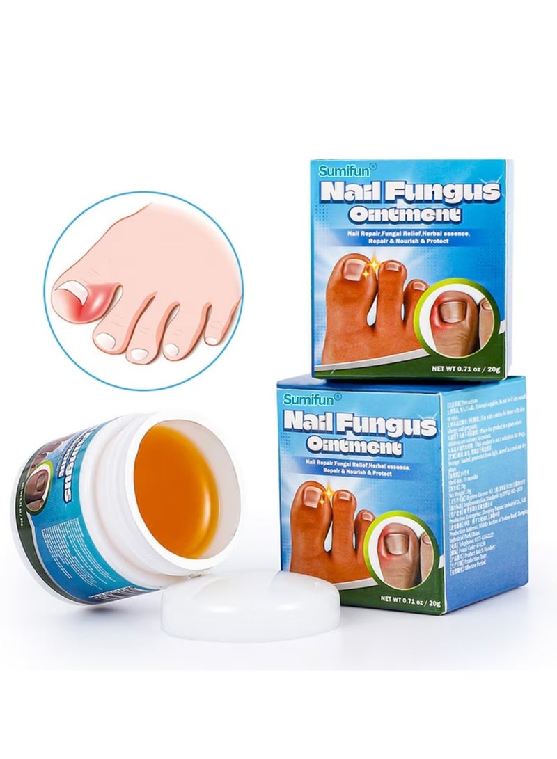 Sumifun مرهم علاج فطريات الأظافر يعزز نمو الأظافر يحسن مظهر الأظافر المتقدمة في السن عناية مغذية بالأظافر وتهدئة انزعاج الأظافر كريم إصلاح الأظافر 20 جرام - Image 1