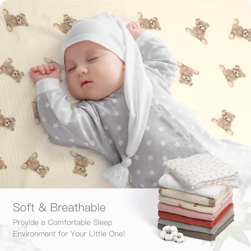 Knirose Premium Soft Cotton 52x28 Inches Muslin Crib Sheets Fitted Crib Mattress Sheet for Baby Girls & Boys, Soft Boho Neutral Toddler Bedding Bed Sheets Fits Well Standard Size Crib Mattress 28x52 Inches - Image 3
